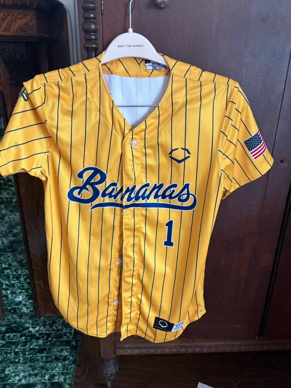 Savannah Bananas Youth Yellow Pinstripe Baseball Jersey - Number 1 *signed*